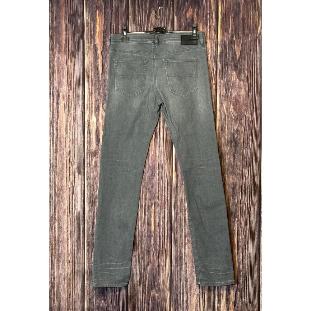 Diesel Buster Jeans Mens 33X34 Gray Stretch Slim Tapered Denim Italian Designer